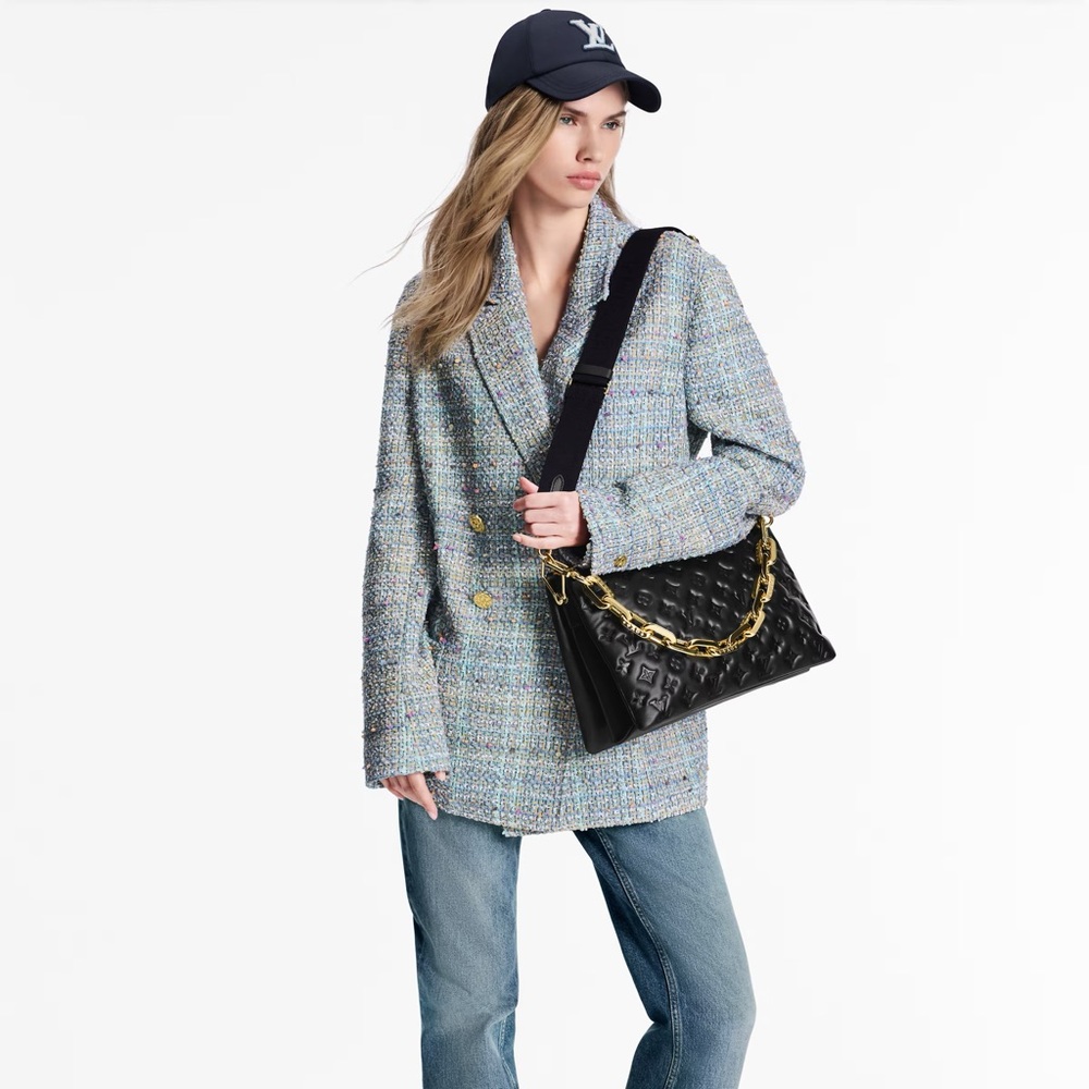 MSRP$5,800 Like NEW LV Louis Vuitton Lambskin Embossed Monogram Coussin MM Black - Picture 11 of 16